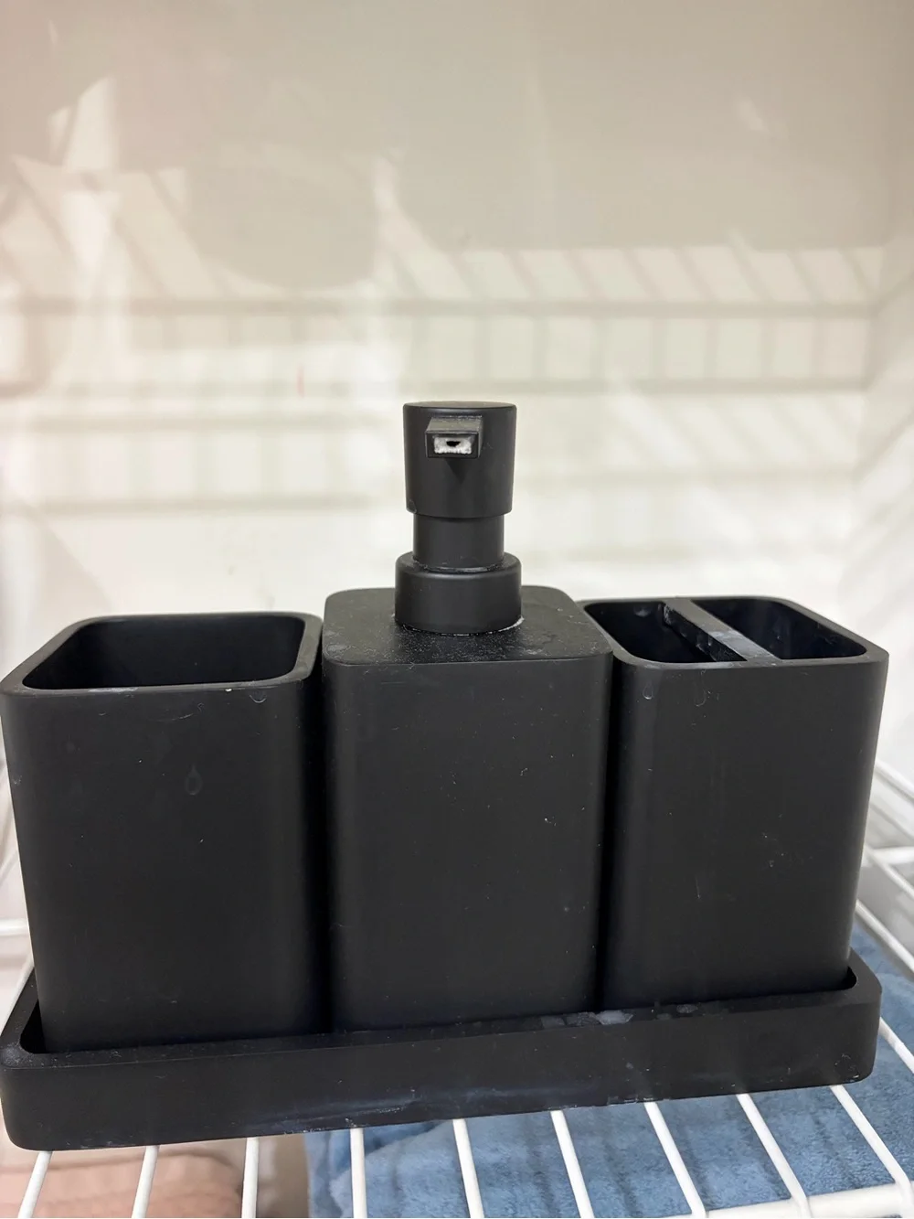 Bathroom Accessories Set, 4 Piece Toothbrush Holder Set, Matte Black